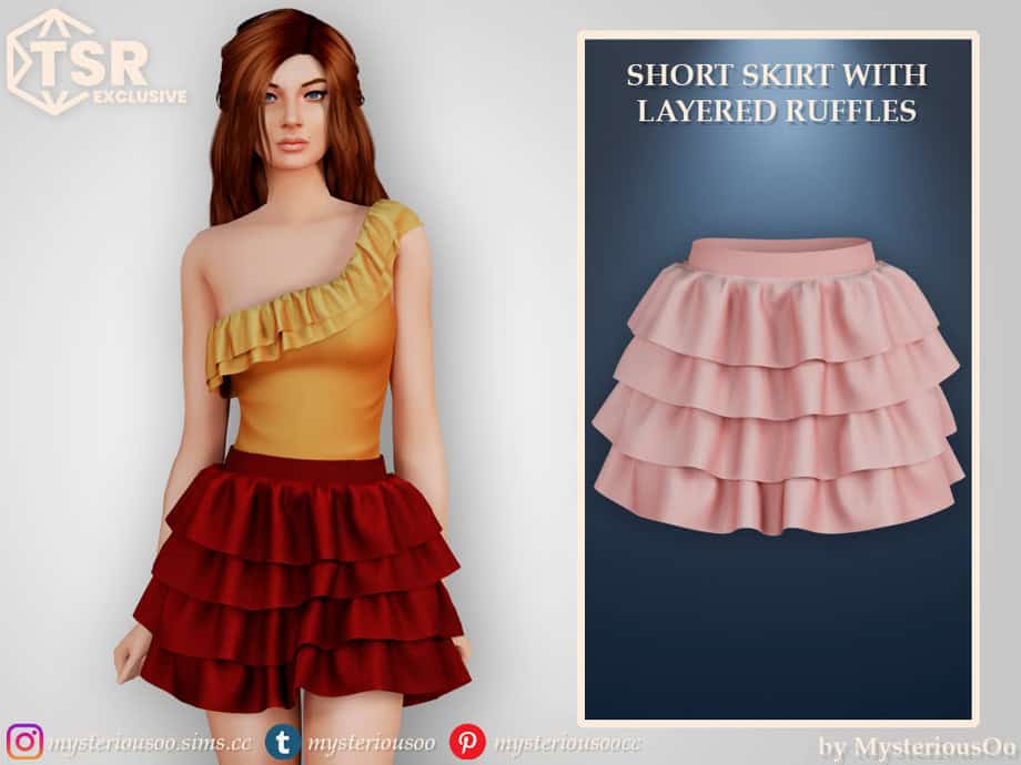 Short Skirt with Layered Ruffles