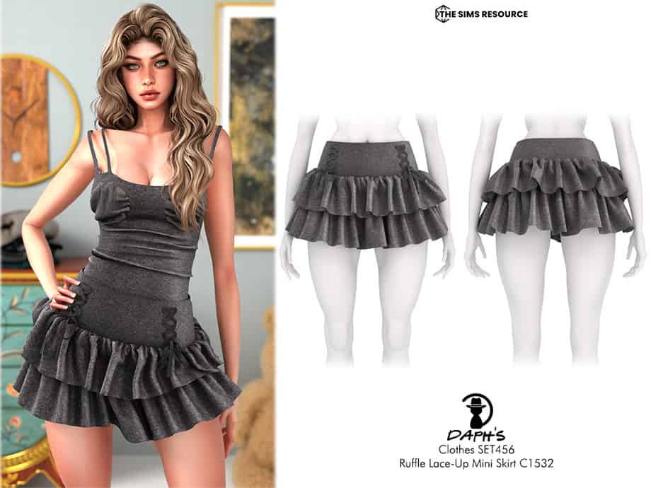 Ruffle Lace-Up Mini Skirt