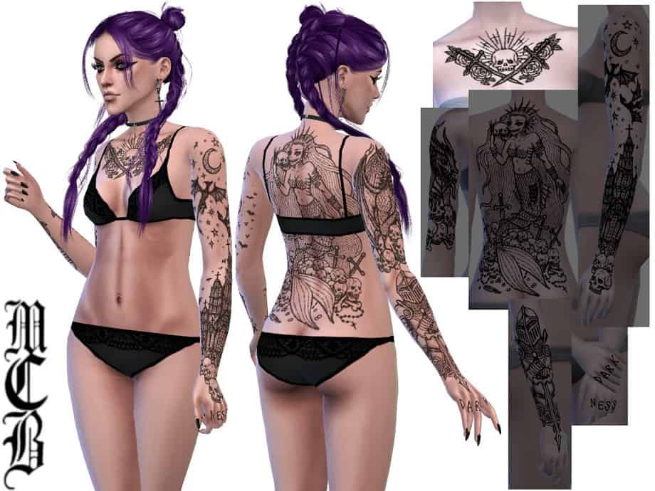 Dark Fantasy Skull Chest Tattoo