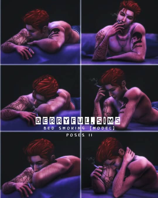Sims Bed Smoking (Model) Poses 2