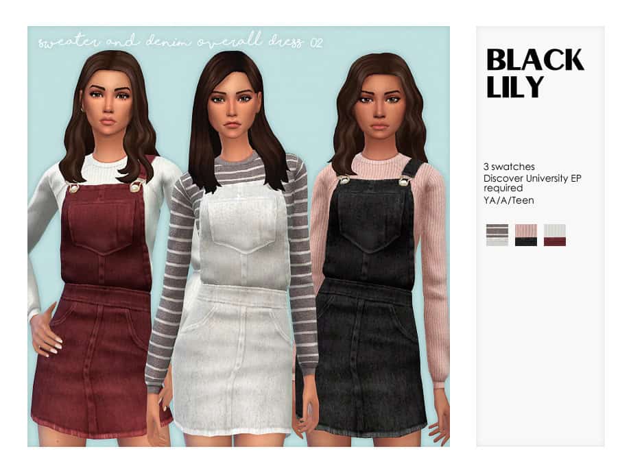 Sweater Denim Overall Dress 02