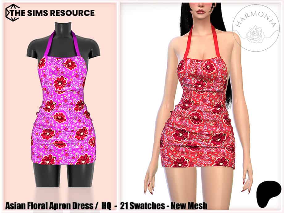 Asian Floral Apron Dress