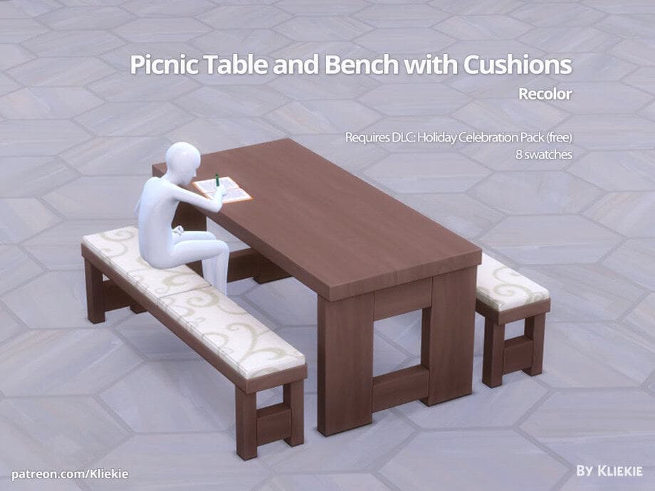 Picnic Table and Bench with Cushions