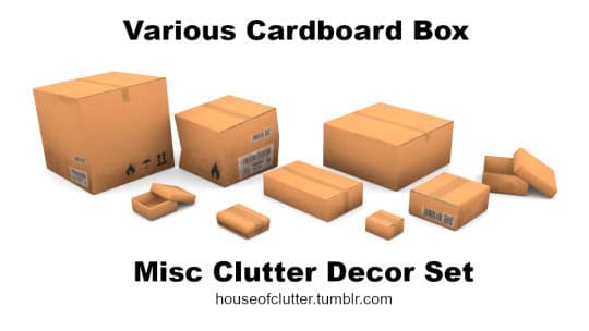 Various Cardboard Box Misc Clutter Deco