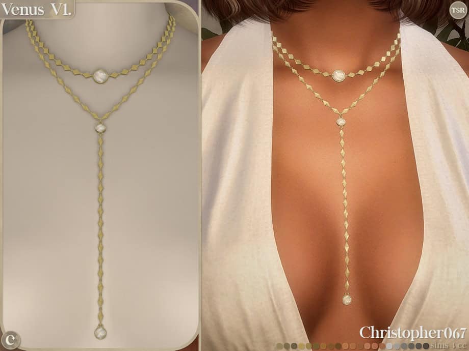 Venus Necklace N1 – Mother of Pearl Pendant Lariat Layered Necklaces