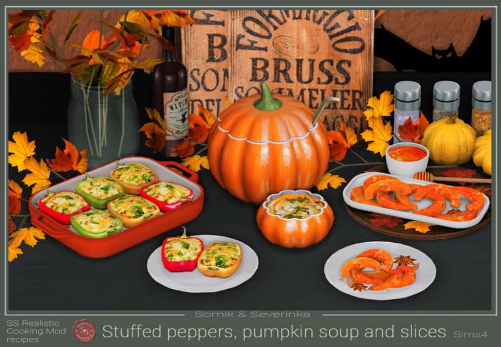 Stuffed Peppers, Pumpkin Soup, and Baked Pumpkin Slices
