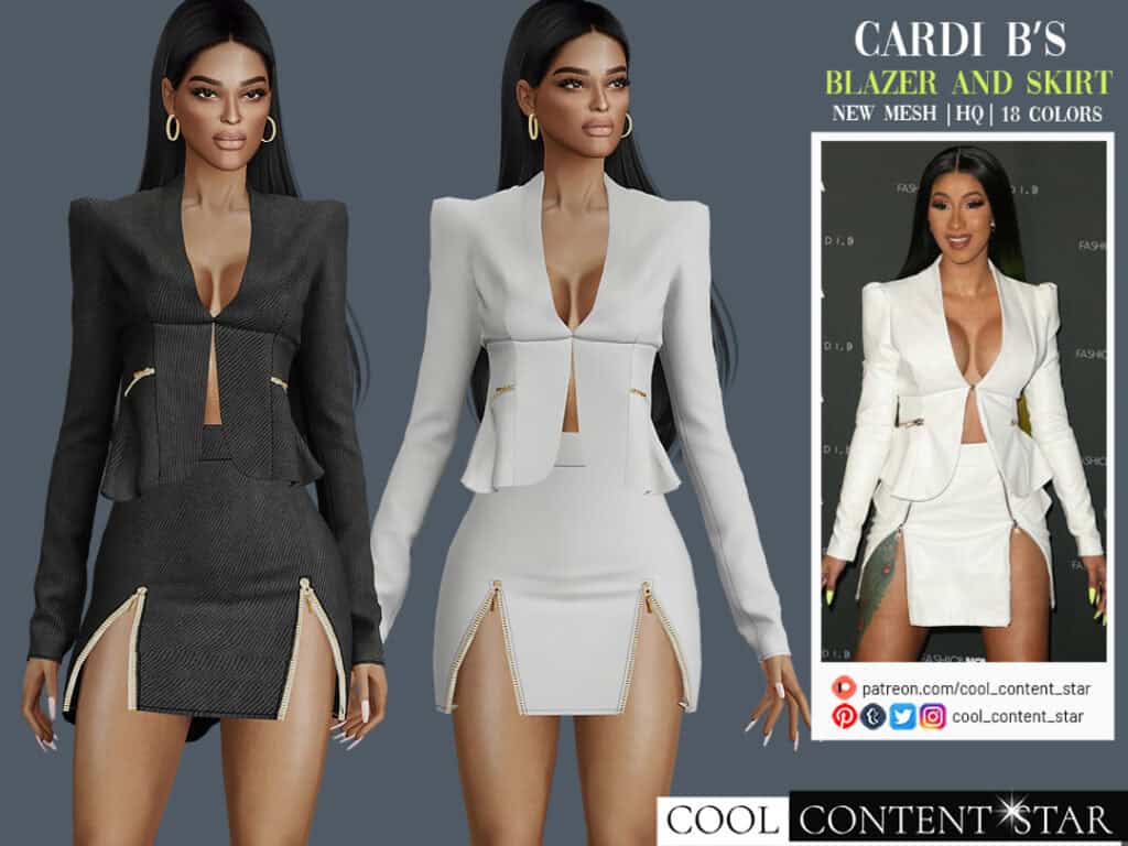 Cardi B’s Set – Blazer + Skirt