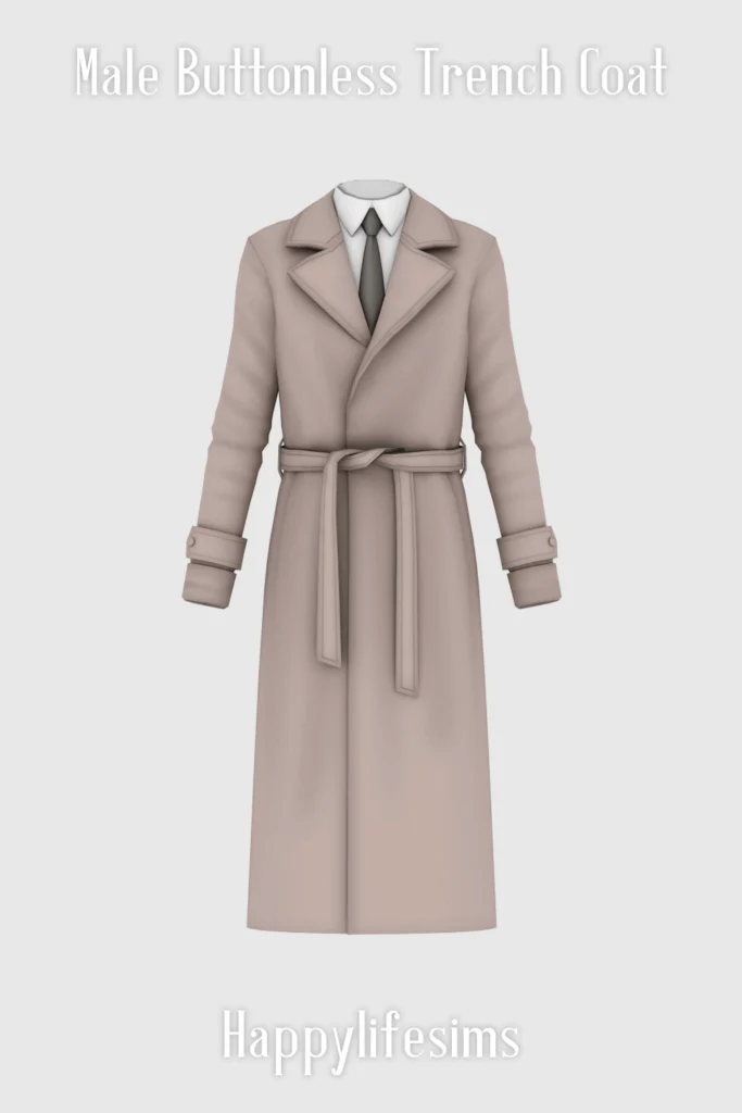 TS4 Male Buttonless Trench Coat