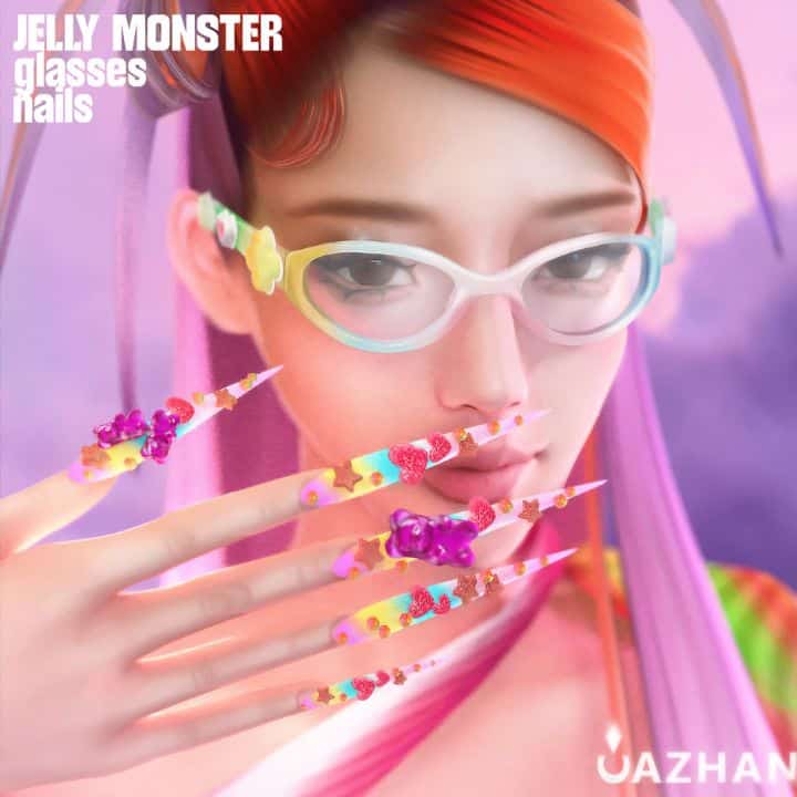 3 Jelly Monster Glasses & Nails