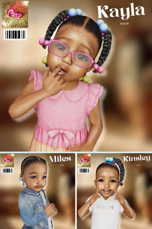 6 Braids and Bow Bows Hair Pack