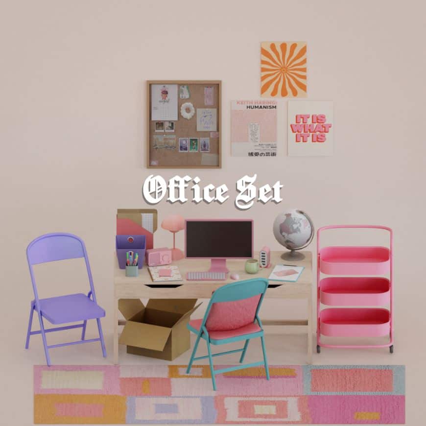 Colorful Sims 4 Office CC Pack
