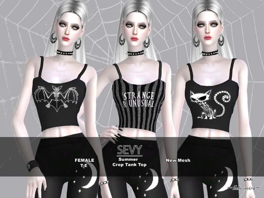 Goth Crop Tops for Sims 4