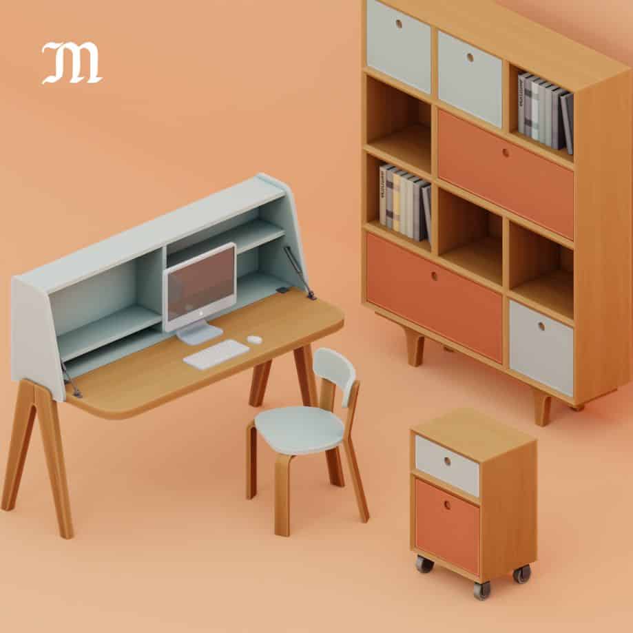 Mid-Century Office CC Set for Sims 4