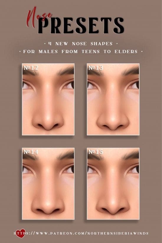 Nose Shape Presets for Sims 4