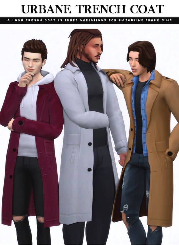 Sims 4 Male CC Trench Coat Set