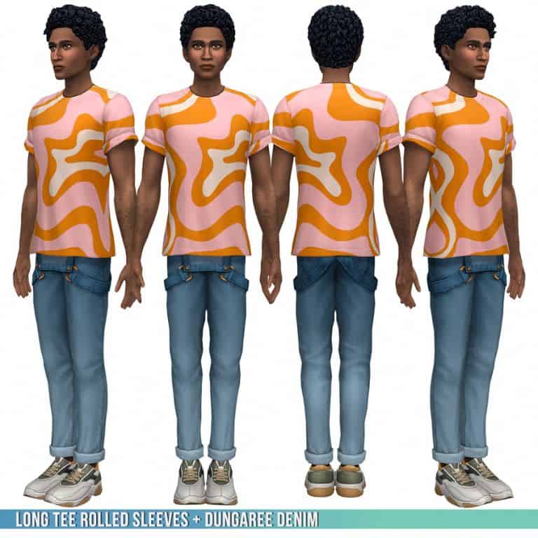 Sims 4 Mens Abstract 70s Top