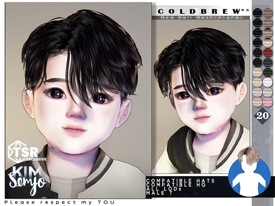 TS4 Toddler Hairstyle Cold Brew