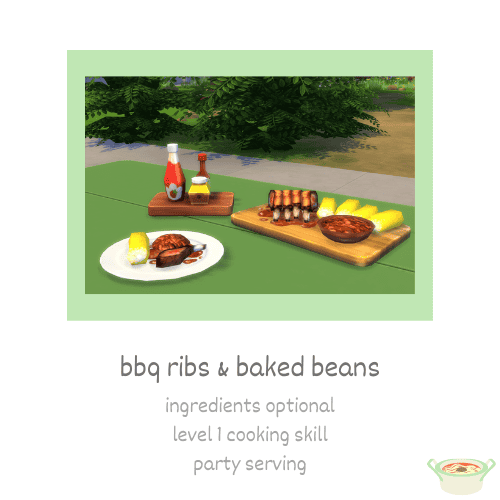Custom BBQ Ribs & Baked Beans for Sims 4
