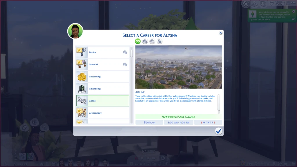 Pilot Career for Sims 4