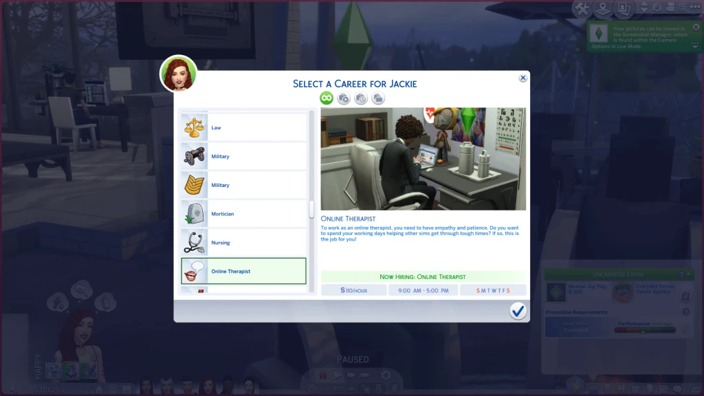 Work at Home Therapist Career for Sims 4
