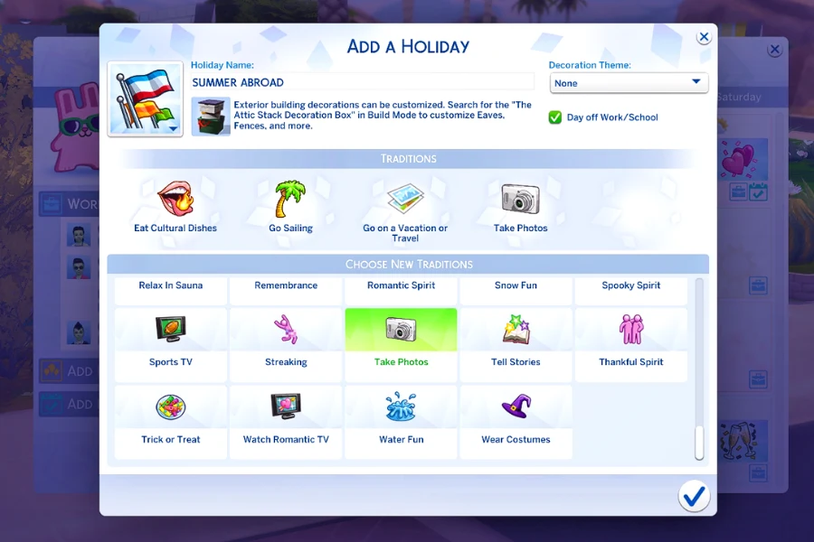 sims 4 holiday list