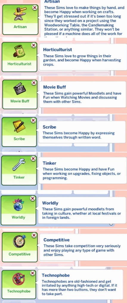 sims 4 cc hobby traits