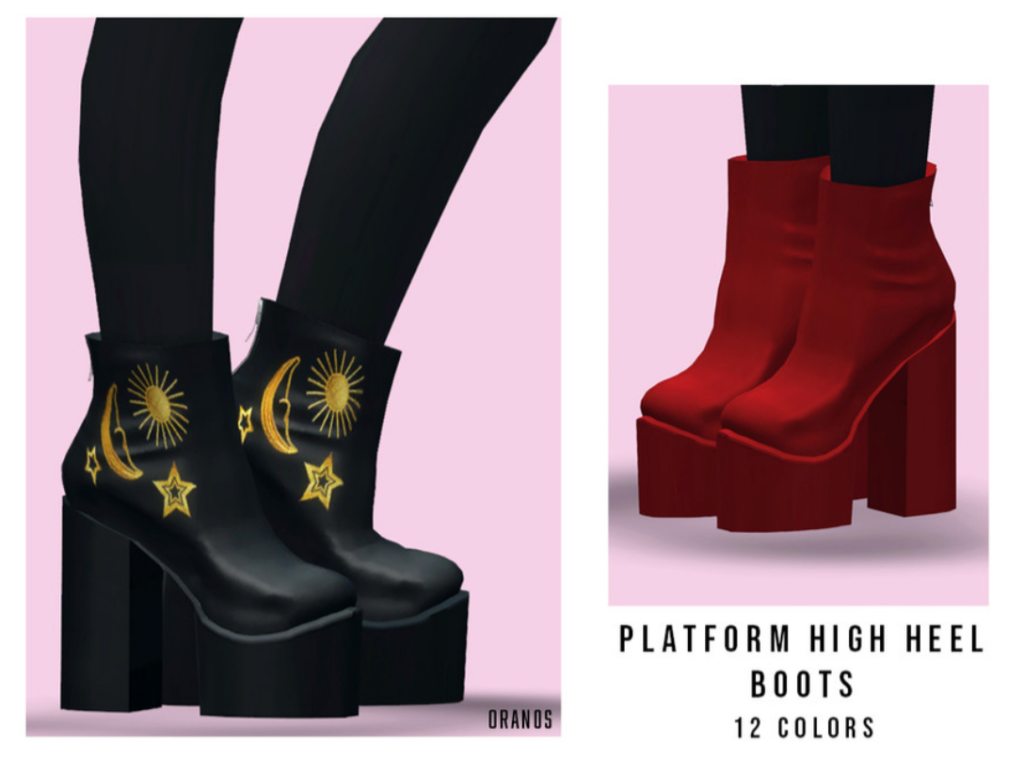 Platform High Heel Boots Sims 4 CC