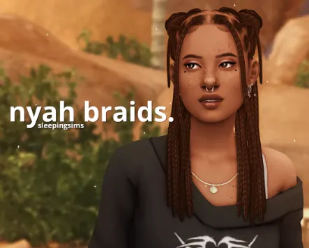 Nyah Braids Sims 4 Black CC