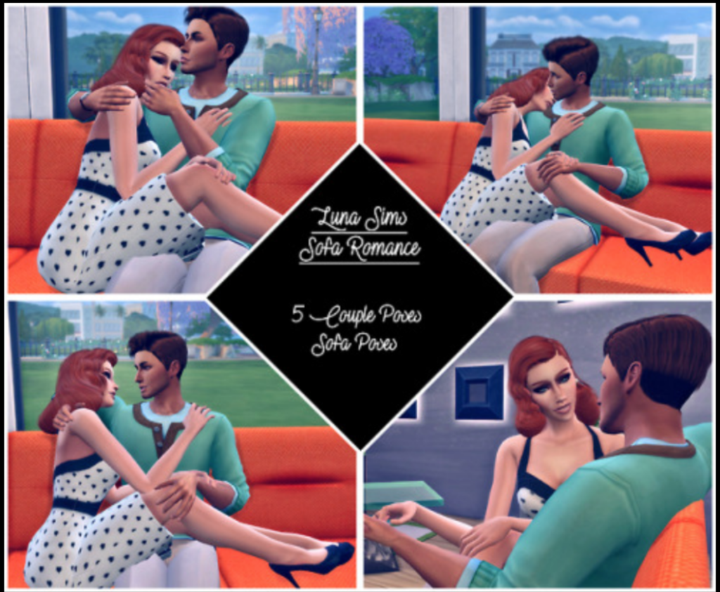 Sofa Romance Pose Pack sims 4 romance mods