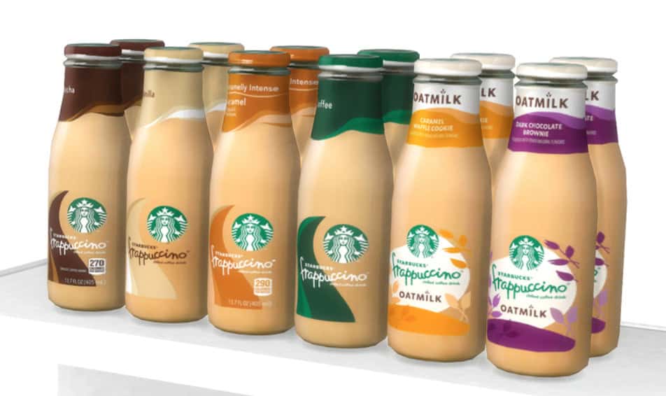 Creamy Starbucks Bottled Frappuccino Coffee Drinks for On-the-Go Refreshment, Variety of Flavors Including Mocha, Caramel, Cookies & Cream, and Chocolate Brownie, Perfect for Coffee Lovers.
