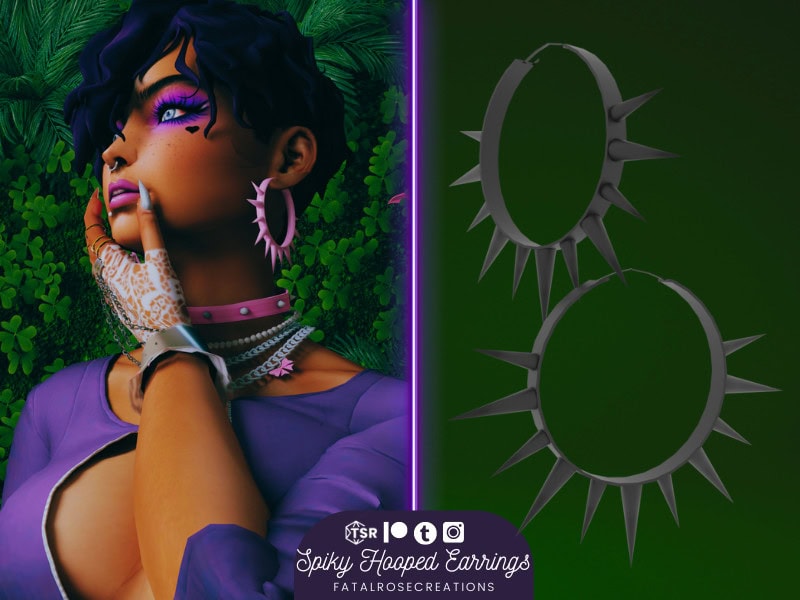 Bold spiked hoop earrings, colorful fashion accessories, and edgy jewelry for alternative style. Perfect for goth, punk, or festival outfits, adding a rebellious touch to any look.