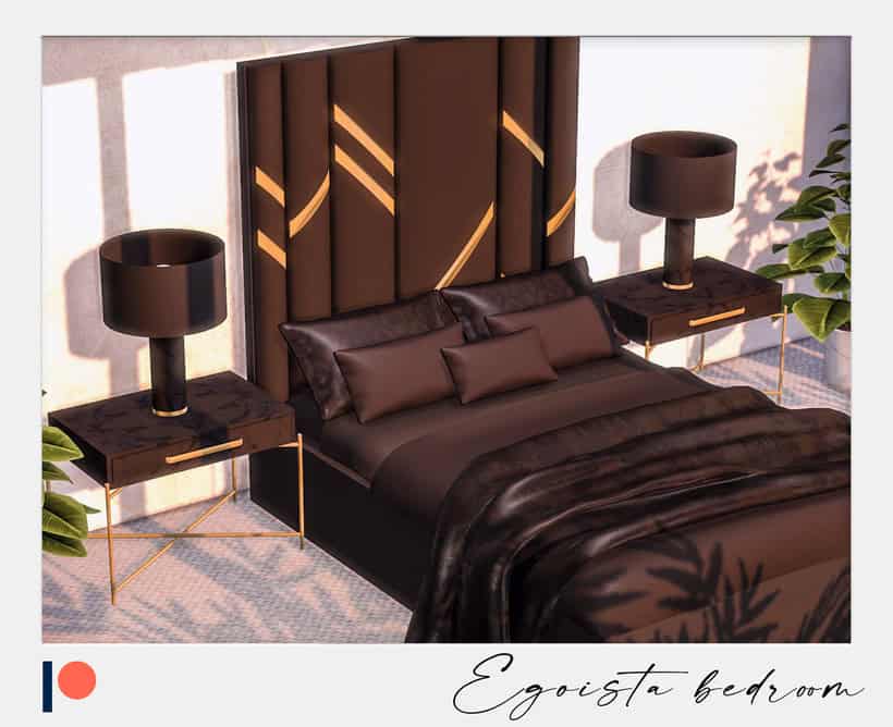 Luxurious modern bedroom with dark wood accents, stylish black nightstands, and matching lamps creating a sophisticated ambiance. Perfect for high-end interior design enthusiasts.