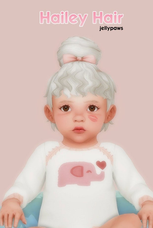 Hailey Hair Jellypaws digital doll, featuring realistic hairstyle wig and cute elephant-themed onesie, perfect for collectible toy enthusiasts and doll customization fans.