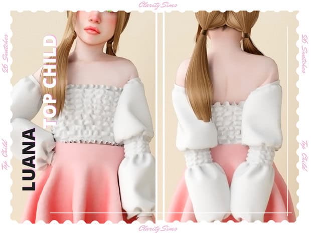 Soft pastel pink and white top child doll with detailed textured fabric, long sleeves, and realistic hair for collectible or decorative purposes.