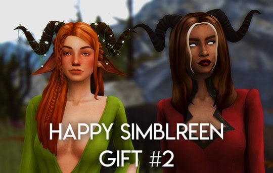 Bright, detailed images of two female characters from The Sims with custom mods, highlighting a special Simblreen gift, perfect for gamers and mod enthusiasts.