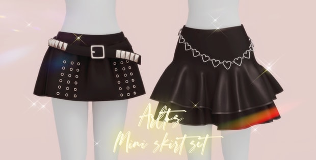 Black mini skirt with studded belt and eyelet details, stylish and trendy for fashion-forward looks.