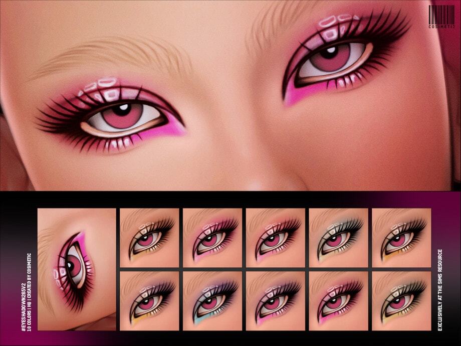 Vibrant eye makeup with pink, black, and blue eyeliner and long lashes for creative eye art or fashion looks.