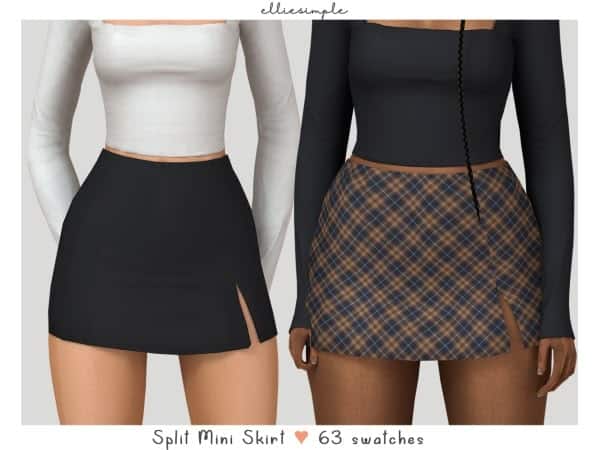 Black split mini skirt with side slit, perfect for trendy summer outfits and casual wear.