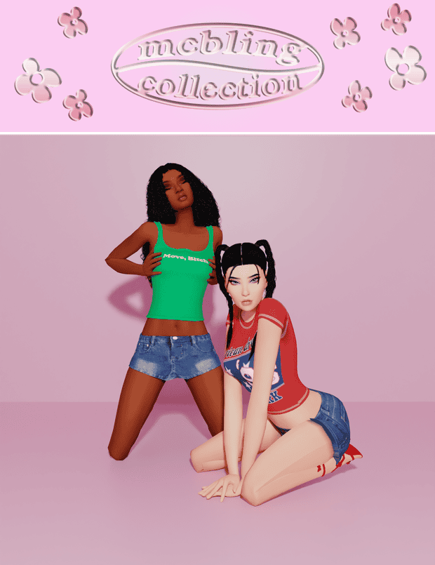 Floral-themed room decor with "inching collection" sign, featuring two stylish mannequins in trendy casual outfits for must-have mods aesthetics.