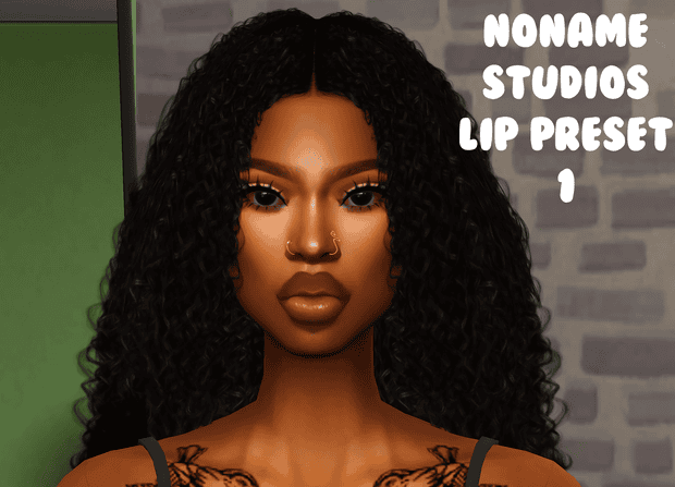 Must-have-mods-noname-studios-lip-presets-1-portrait-of-a-beautiful-woman-with-curly-hair-and-nude-lip-makeup.