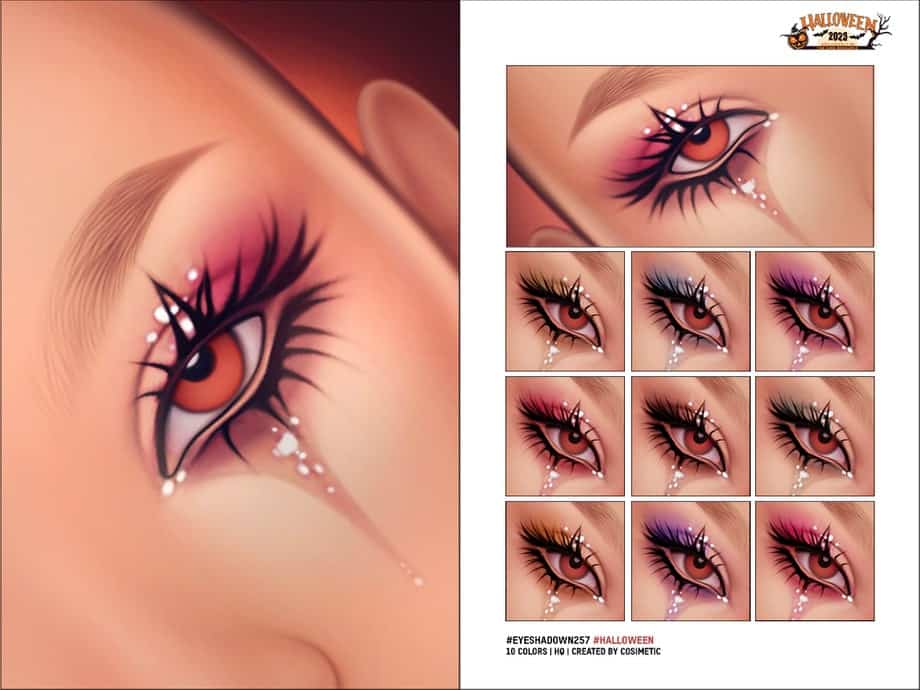Eye makeup Halloween eyeshadow makeup fantasy eye art cosmetic beauty makeup looks Halloween makeup Halloween eye art creative eye makeup artistic eye design eyelash makeup eye color themed makeup eye shadow palettes for Halloween themed beauty products.