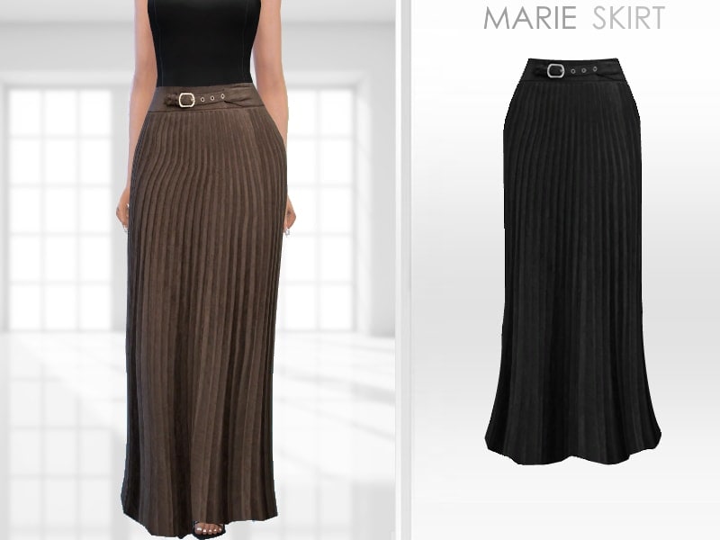 Pleated maxi skirts in brown and black, fashionable and versatile, perfect for stylish fall and winter outfits, with adjustable belts for a chic look.