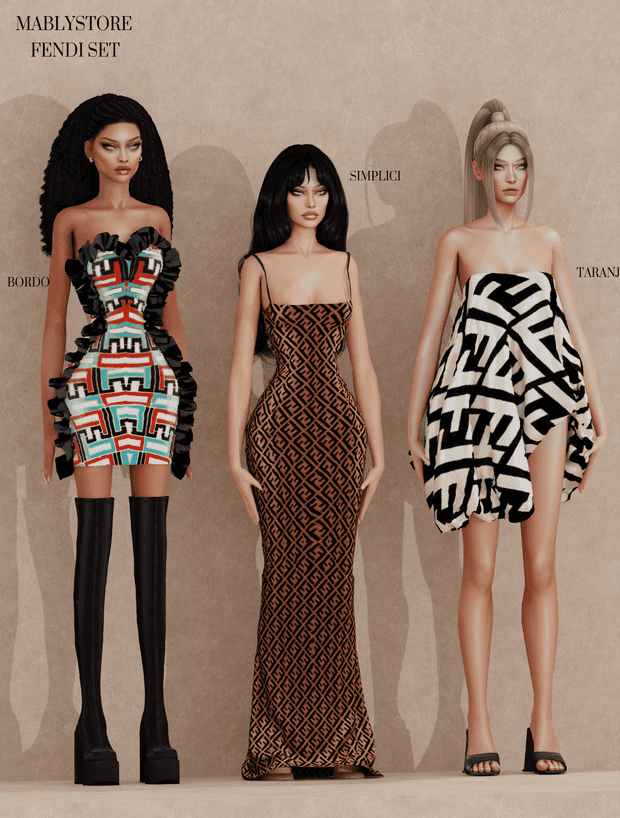 Mabllystore-fendi-set-fashion-must-have-mods alt: Fashion models showcasing trendy designer outfits, including Fendi set, geometric dress, and bold black-and-white patterned dress, perfect for fashion enthusiasts. caption: Stylish models in Fendi set, geometric pattern dress, and bold monochrome dress, highlighting must-have fashion mods for modern wardrobe. image_description: This image features three fashion models wearing high-end modern outfits, including a Fendi set, a sleek geometric dress, and a striking black-and-white patterned dress. The sophisticated styling emphasizes the latest must-have mods in fashionable apparel, perfect for trendsetters and style-conscious individuals. relevance: Yes.
