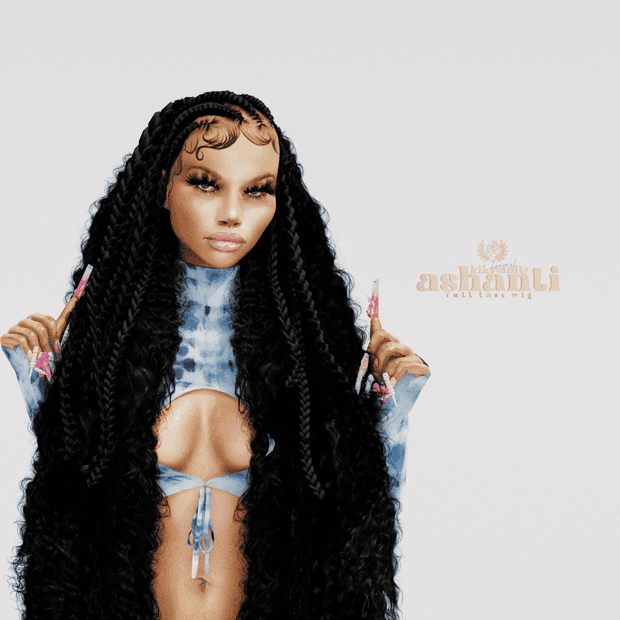 Luxury box braids with curly hair extensions, African American woman with long voluminous braids, natural beauty and stylish hair look, Must Have Mods hair accessories and extension tips.