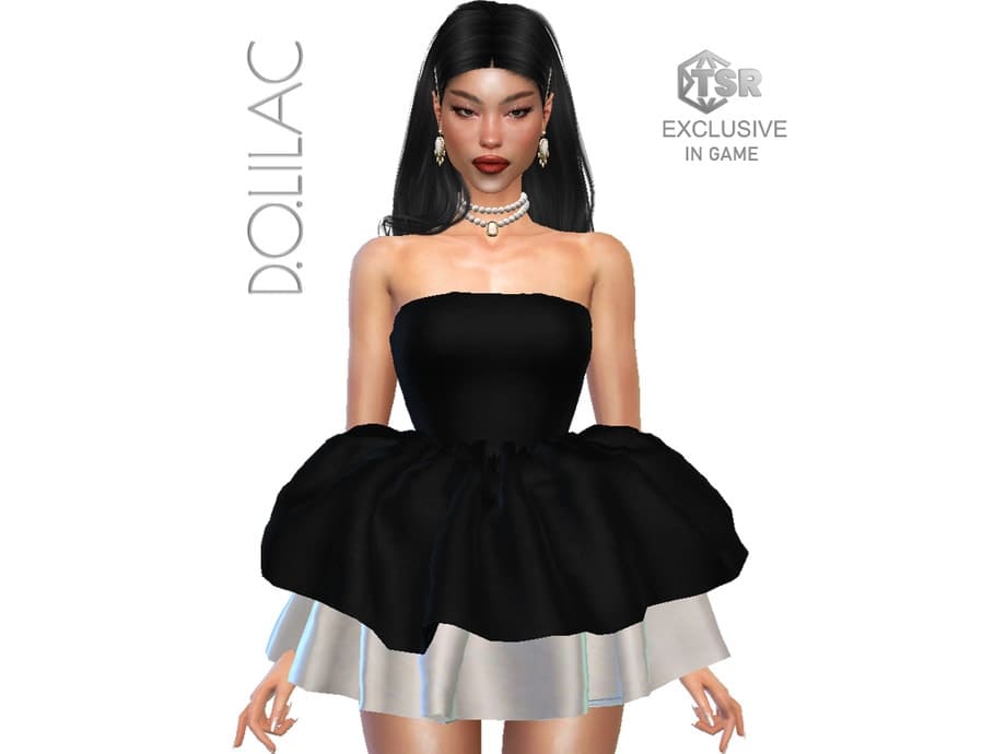 Fashionable virtual doll wearing custom in-game mod accessories for Sims 4, including stylish dresses and jewelry for a unique gaming experience.