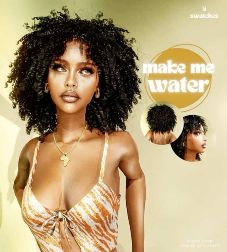 Make curly natural hair with textured water twist out hairstyle, African American woman with voluminous black curls, beauty and hair care, hair hydration, styling tips for natural hair.