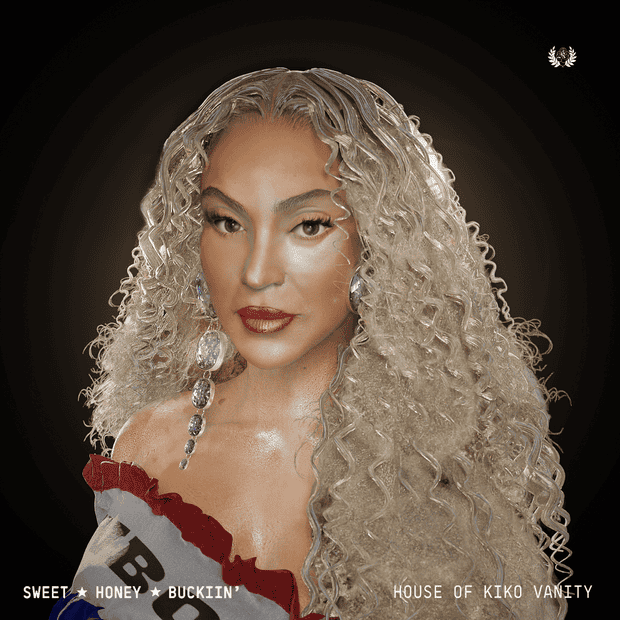 Curly silver hair woman with bold makeup and statement earrings at Must Have Mods event.