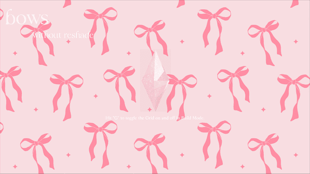 Bright pink bow pattern background with bows and small stars, perfect for game mods or creative projects. Features a central gemstone and appears to be from a Minecraft-themed mod showcase.