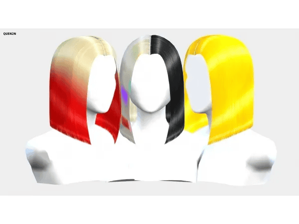 Multicolored 3D female head vary with hair colors red black yellow artistic illustration for Must Have Mods.