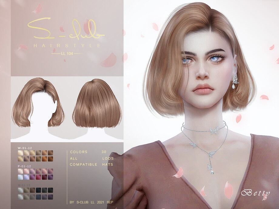 Soft bob haircut illustration with multiple hairstyle options, showcasing different hair colors and styles for customizable virtual hair mod in gaming or avatar customization.
